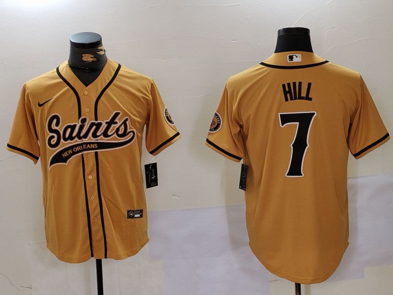 Men's New Orleans Saints Taysom Hill #7 Yellow Game jersey