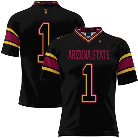 A.State Sun Devils #1 Player Game Football Jersey - Black Stitched American College Jerseys
