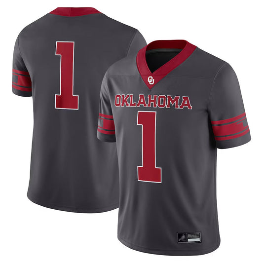 #1 Player Anthracite Oklahoma Sooners Game College Jerseys