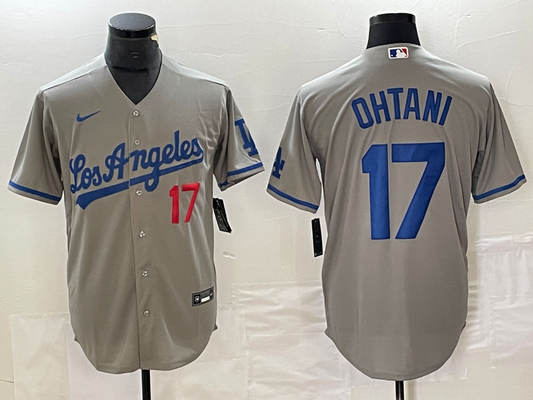 Men's Los Angeles Dodgers Shohei Ohtani #17 Gray Replica Team jersey
