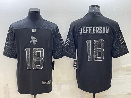 Men's Minnesota Vikings Justin Jefferson #18 Black RFLCTV Limited jersey