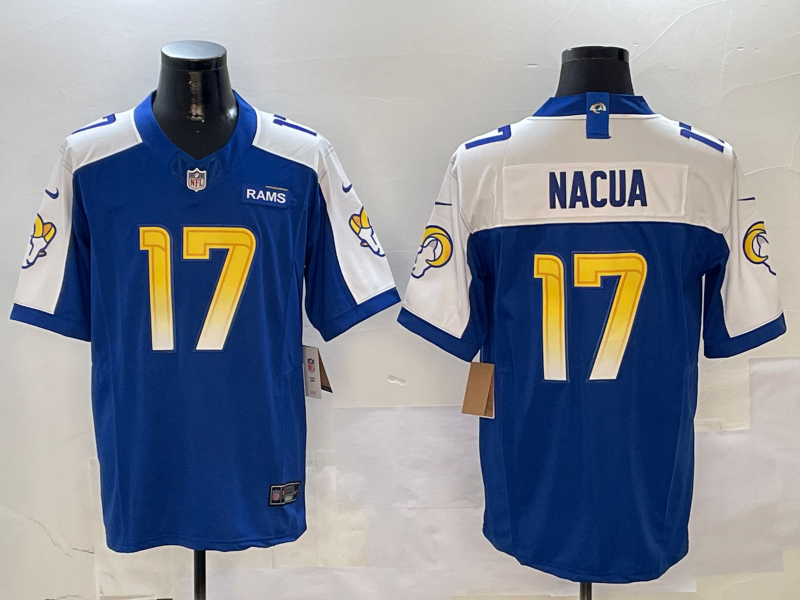Men's Los Angeles Rams Puka Nacua #17 Royal Vapor F.U.S.E. Limited jersey