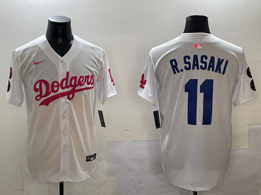 Men's Los Angeles Dodgers Roki Sasaki #11 White Player Game jersey