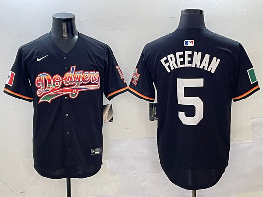 Men's Los Angeles Dodgers Freddie Freeman #5 Black Team Game Jersey