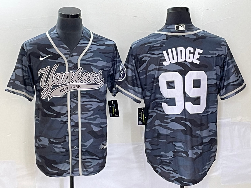 Men's New York Yankees Aaron Judge #99 Grey Camouflage Player jersey Joint Edition