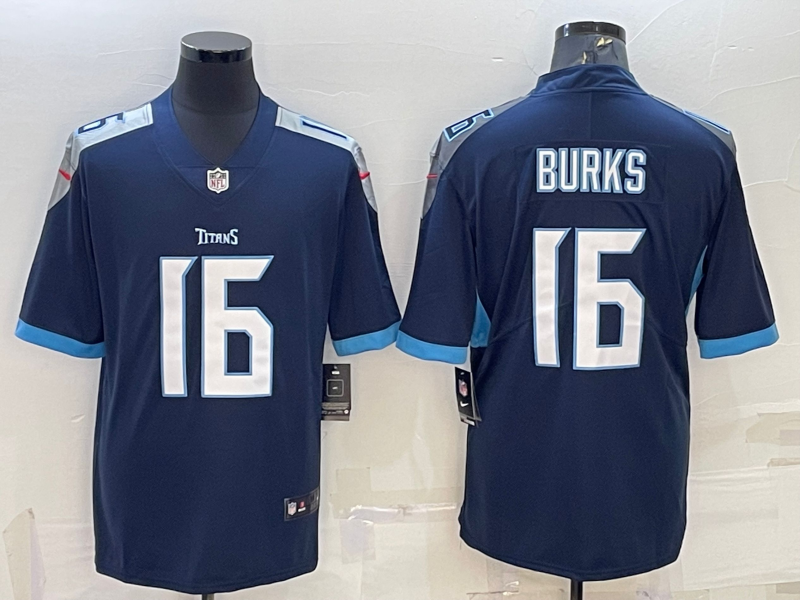 Men's Tennessee Titans Treylon Burks #16 Navy Game jersey