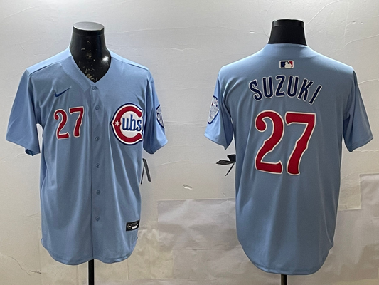 Men's Chicago Cubs Seiya Suzuki #27 Baby Blue 2nd Alternate Limited Player jersey
