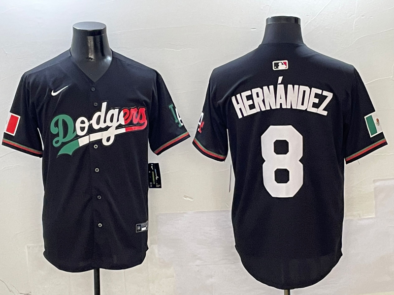 Men's Los Angeles Dodgers Enrique Hernandez #8 Black Player Game jersey
