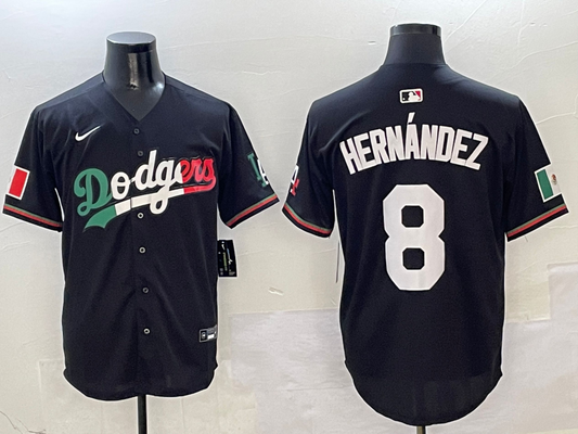 Men's Los Angeles Dodgers Enrique Hernandez #8 Black Player Game jersey