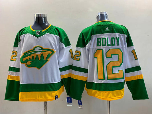 Men's Minnesota Wild Matthew Boldy #12 White Breakaway Player jersey