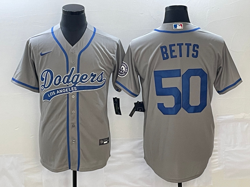 Men's Los Angeles Dodgers Mookie Betts #50 Gray Player jersey Joint Edition