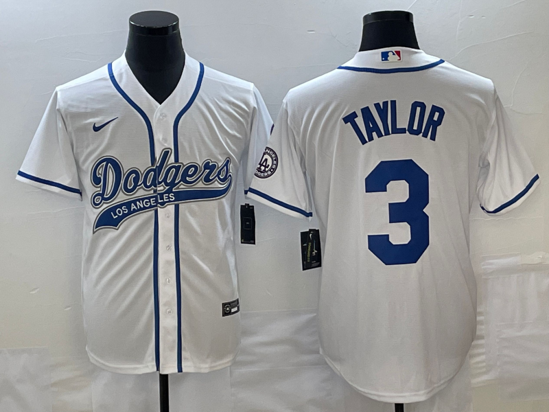 Men's Los Angeles Dodgers Chris Taylor #3 White Player jersey Joint Edition