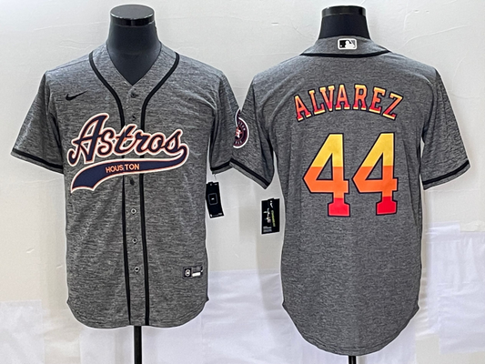 Men's Houston Astros Yordan Alvarez #44 Gray Replica Player jersey Joint Edition