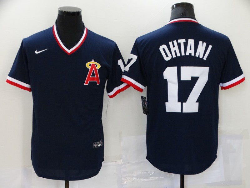 Men's Los Angeles Angels Shohei Ohtani #17 Navy Printed Baseball jersey