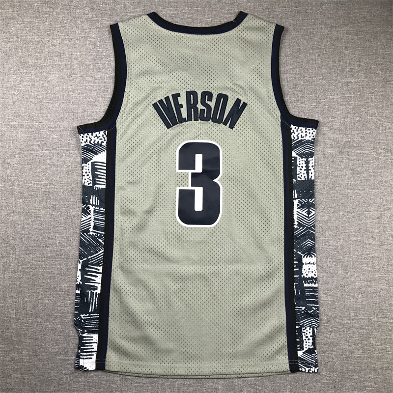 Men's Georgetown Hoyas Allen Iverson #3 NCAA Gray Basketball Jersey
