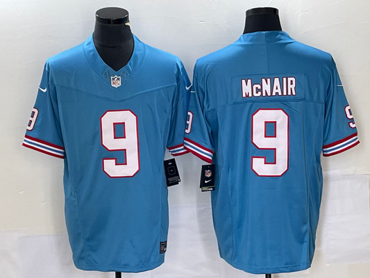 Men's Tennessee Titans Steve McNair #9 Light Blue Oilers Throwback Retired Player Game jersey