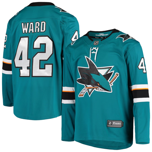 Men's San Jose Sharks Joel Ward #42 Teal Breakaway Home Player jersey