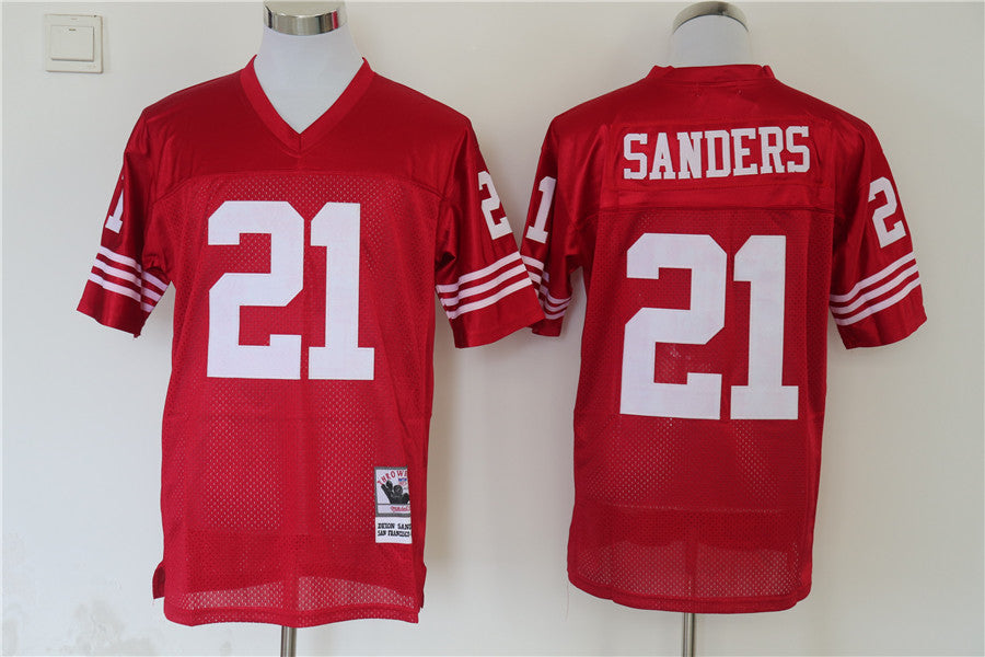 Men's San Francisco 49ers Deion Sanders Mitchell & Ness Scarlet Legacy Replica Player jersey
