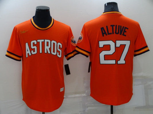 Men's Houston Astros Jose Altuve #27 Orange Cooperstown Collection Team jersey