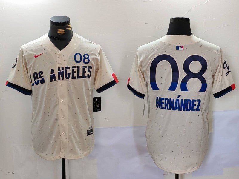 Men's Los Angeles Dodgers Enrique Hernandez #8 Cream 2024 City Connect Player jersey
