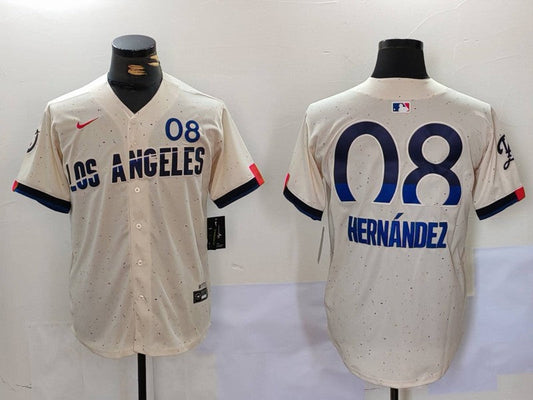 Men's Los Angeles Dodgers Enrique Hernandez #8 Cream 2024 City Connect Player jersey