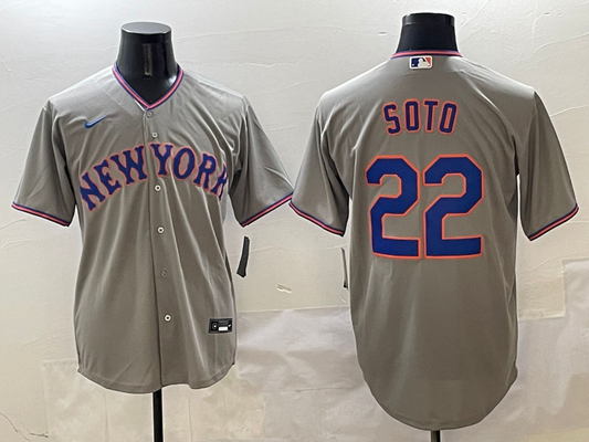 Men's New York Mets Juan Soto #22 Gray Replica Player jersey