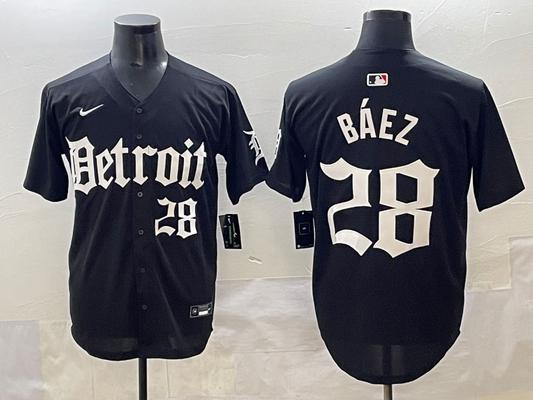 Men's Detroit Tigers Javier Baez #28 Black Player Jersey