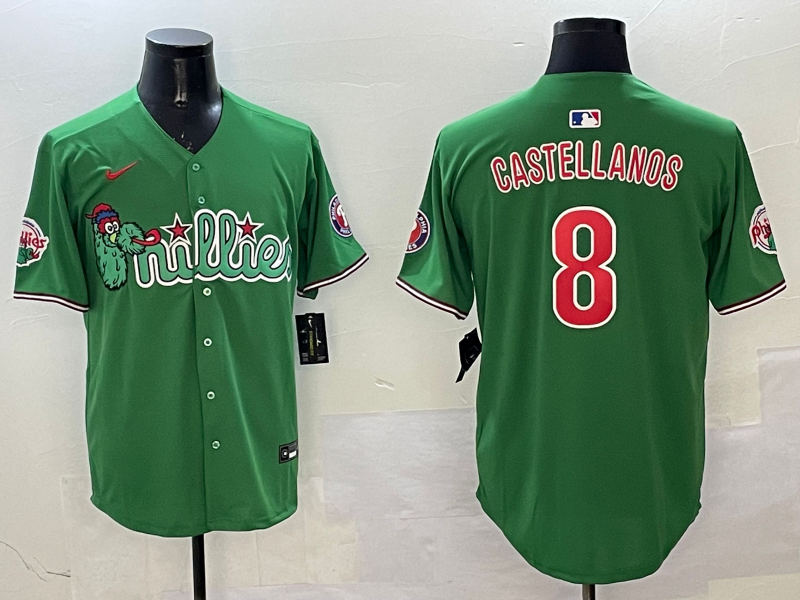 Men's Philadelphia Phillies Nick Castellanos #8 Green Replica Team jersey