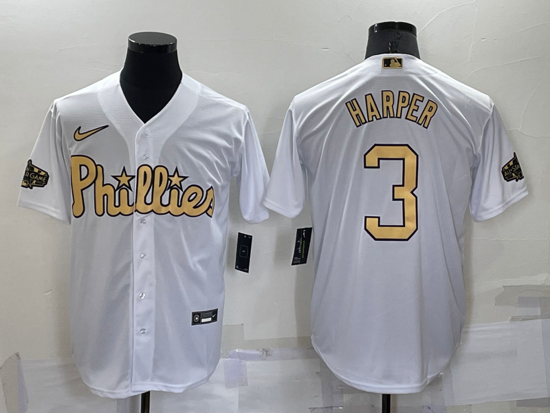Men's Philadelphia Phillies Bryce Harper #3 White Replica Player jersey