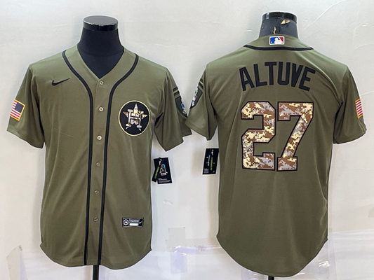 Men's Houston Astros Jose Altuve #27 Army Green Player jersey
