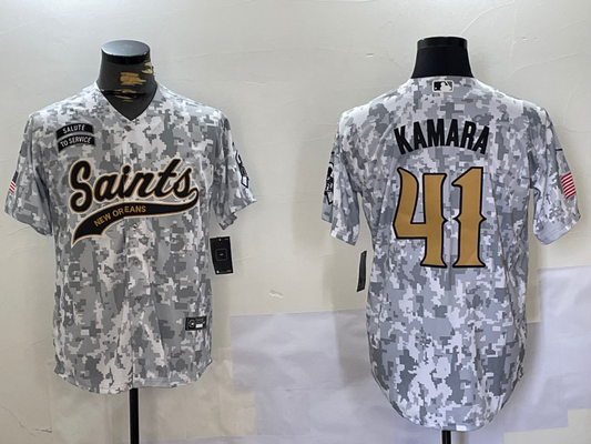 Men's New Orleans Saints Alvin Kamara #41 Arctic Camo 2024 Salute to Service Player jersey
