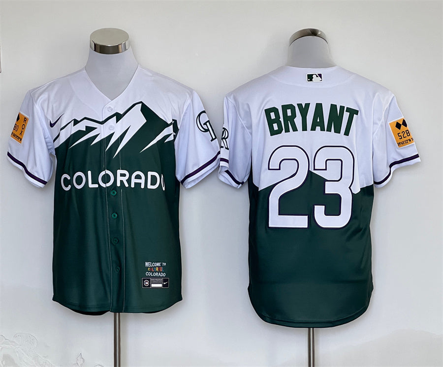 Men's Colorado Rockies Kris Bryant #23 Green City Connect Replica Player jersey