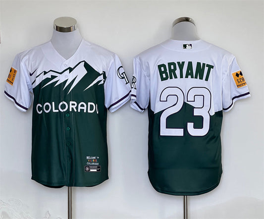 Men's Colorado Rockies Kris Bryant #23 Green City Connect Replica Player jersey