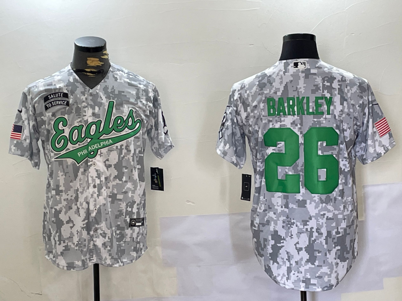 Men's Philadelphia Eagles Saquon Barkley #26 Arctic Camo 2024 Salute to Service Player jersey