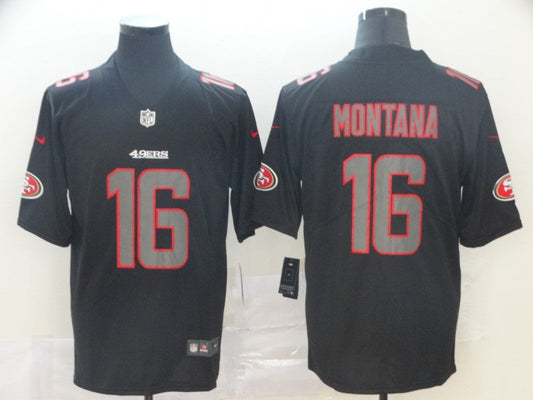 Men's San Francisco 49ers Joe Montana #16 Black Team Game jersey