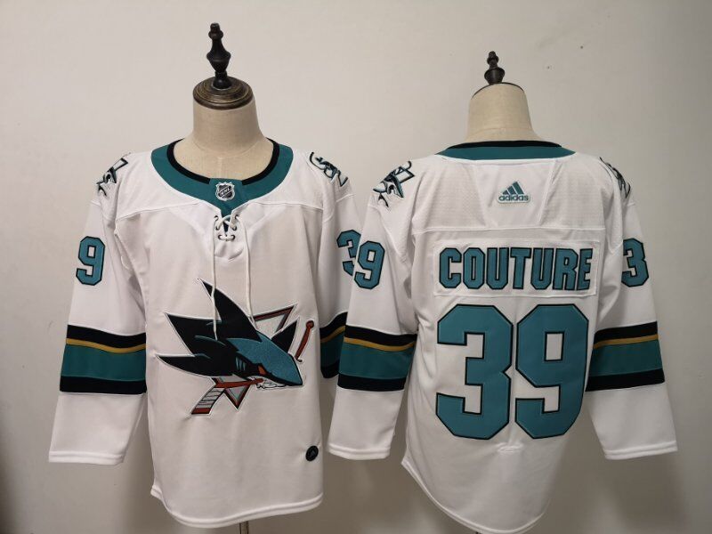 Men's San Jose Sharks Logan Couture #39 White Breakaway Player jersey