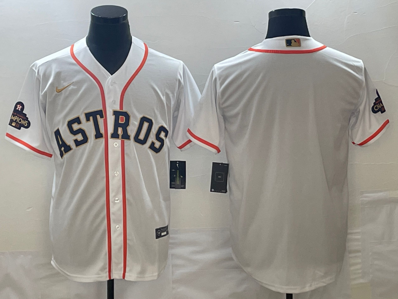 Men's Houston Astros White 2023 Gold Collection Replica Blank jersey