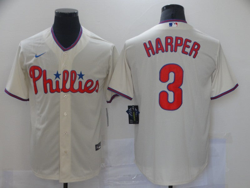 Men's Philadelphia Phillies Bryce Harper #3 Beige Replica Baseball jersey