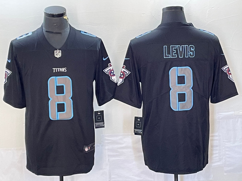 Men's Tennessee Titans Will Levis #8 Black Game jersey