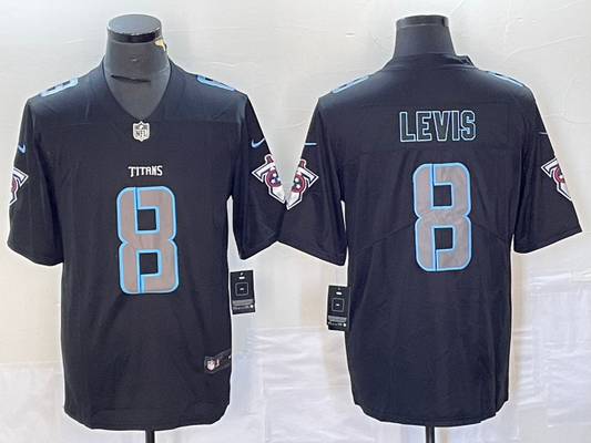 Men's Tennessee Titans Will Levis #8 Black Game jersey