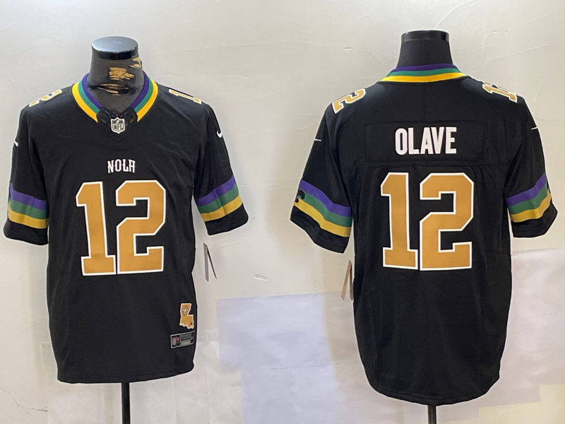 Men's New Orleans Saints Chris Olave #12 Black Team Game jersey