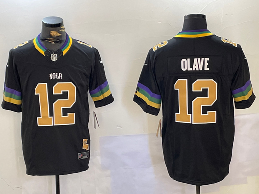 Men's New Orleans Saints Chris Olave #12 Black Team Game jersey