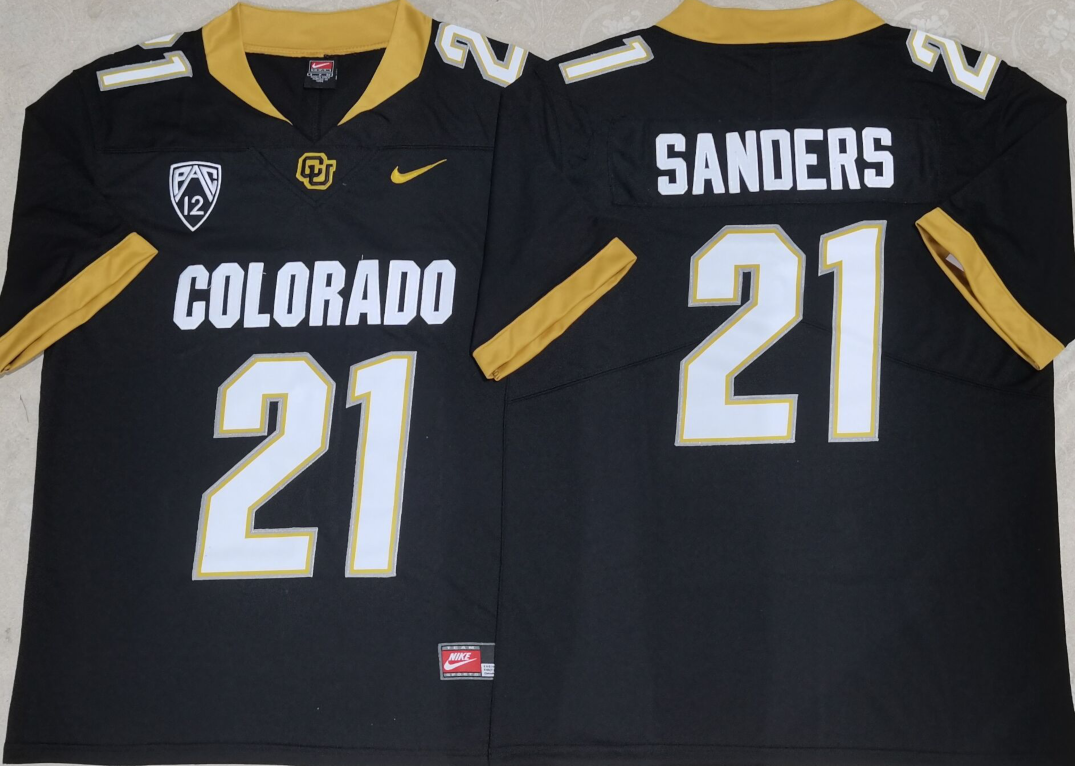 Men's Colorado Buffaloes Shilo Sanders #21 Black Player Game Jersey
