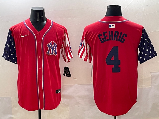 Men's New York Yankees Lou Gehrig #4 Red Limited Player Jersey