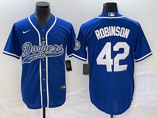 Men's Los Angeles Dodgers Jackie Robinson #42 Royal Player jersey Joint Edition