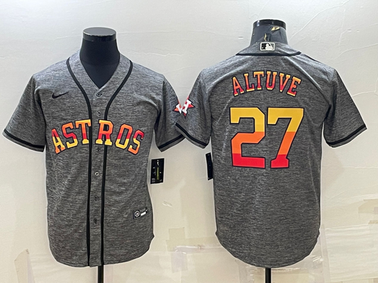 Men's Houston Astros Jose Altuve #27 Gray Replica Player jersey