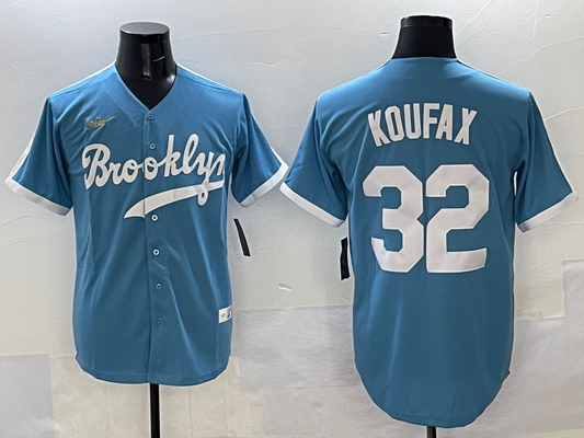 Men's Los Angeles Dodgers Sandy Koufax #32 Light Blue Player Jersey