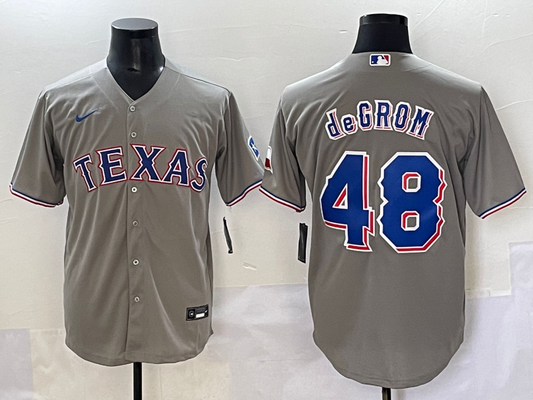 Men's Texas Rangers Jacob deGrom #48 Gray Limited Player Jersey