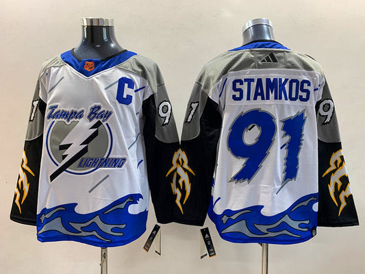 Men's Tampa Bay Lightning Steven Stamkos #91 White Player Game jersey