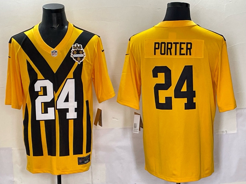 Men's Pittsburgh Steelers Joey Porter Jr. #24 Gold Alternate 1933 Throwback Game Jersey